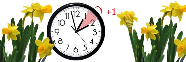 Daylight Saving Time. Change clock to summer time. — Stock Photo, Image