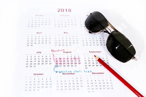 My vacation calendar of year 2018.