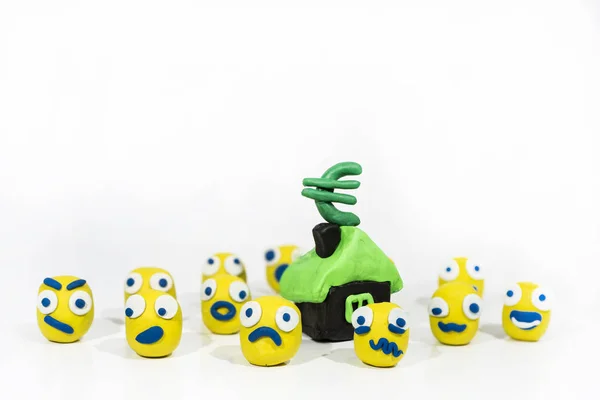 Foto abstracta con emoticonos amarillos hechos de Play Clay . —  Fotos de Stock
