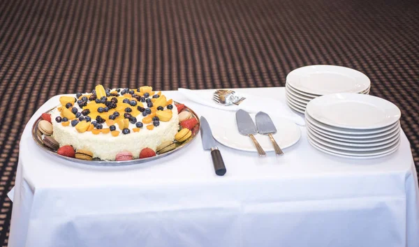 果実と豆腐のケーキ。マクロ写真. — ストック写真