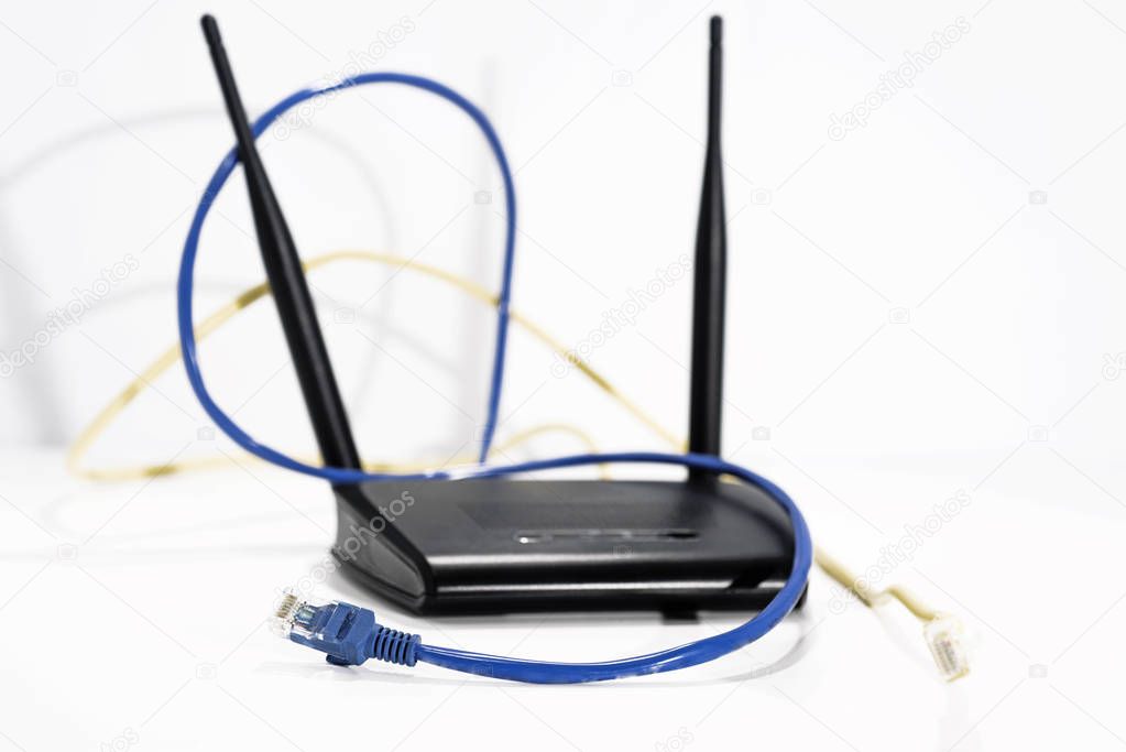 Black internet router.