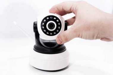 Casus video fotoğraf makinesi beyaz arka plan üzerinde izole.