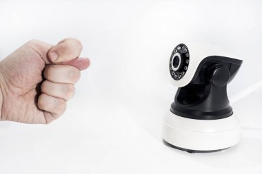 Casus video fotoğraf makinesi beyaz arka plan üzerinde izole.