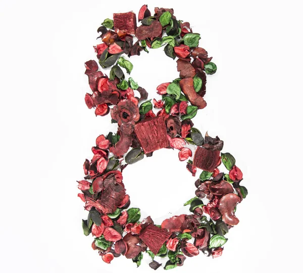 Latin Alphabet Number Made Dry Rose Flowers — 스톡 사진