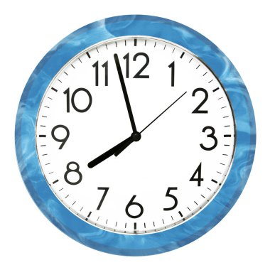 Blue wall clock. Isolated on white background. High quality photo. clipart