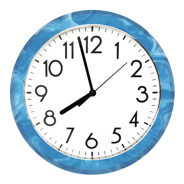 Blue wall clock. Isolated on white background. High quality photo. — Stok fotoğraf