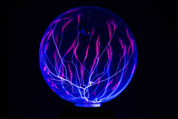 Electricity fire-ball. Abstract photo of electric waves. Static electricity - Stock Image