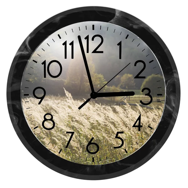Daylight Saving Time. DST. Wall Clock going to winter time. Turn time forward. Abstract photo of changing time at spring. — Stock Photo, Image