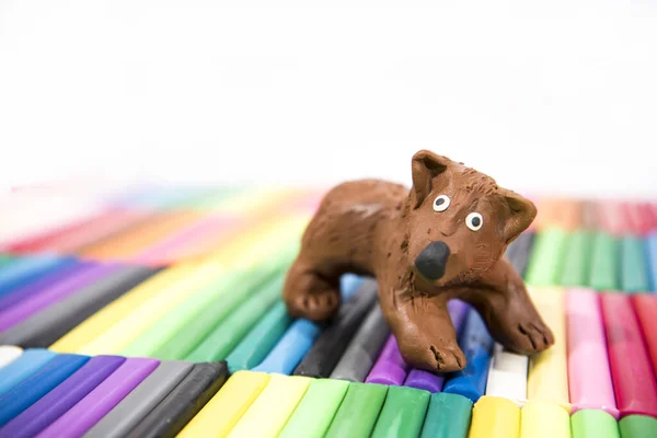 Joaca Lut Animale Ursul Fundal Colorat — Fotografie, imagine de stoc