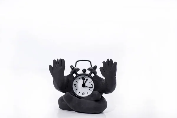 Кумедний Годинникар Зроблений Іграшкової Глини Ізольовані Білому Тлі — стокове фото