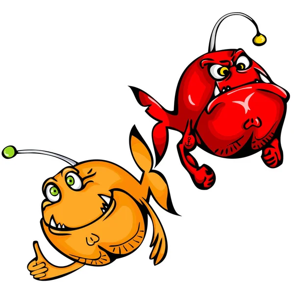 Bene e male sotto forma di due pesci. Segno dei Pesci zodiacali . — Vettoriale Stock