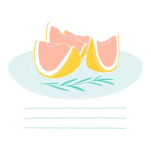 Grapefruitscheiben auf dem Teller — Stockvektor