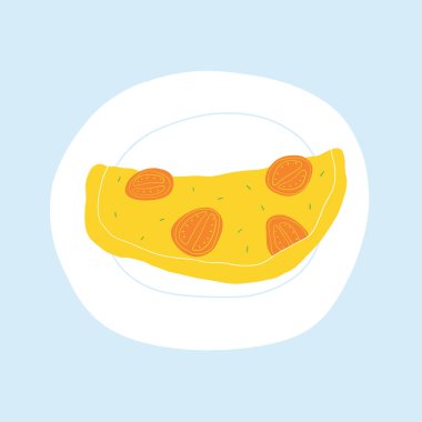 Domates omlet vektör çizim el çekilmiş