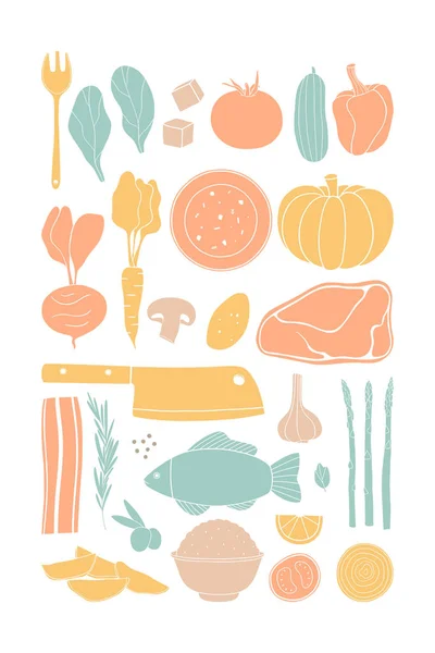 Vektör elle çizilmiş Mama seti