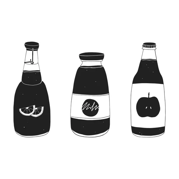 Conjunto de botellas dibujadas a mano vector — Foto de Stock
