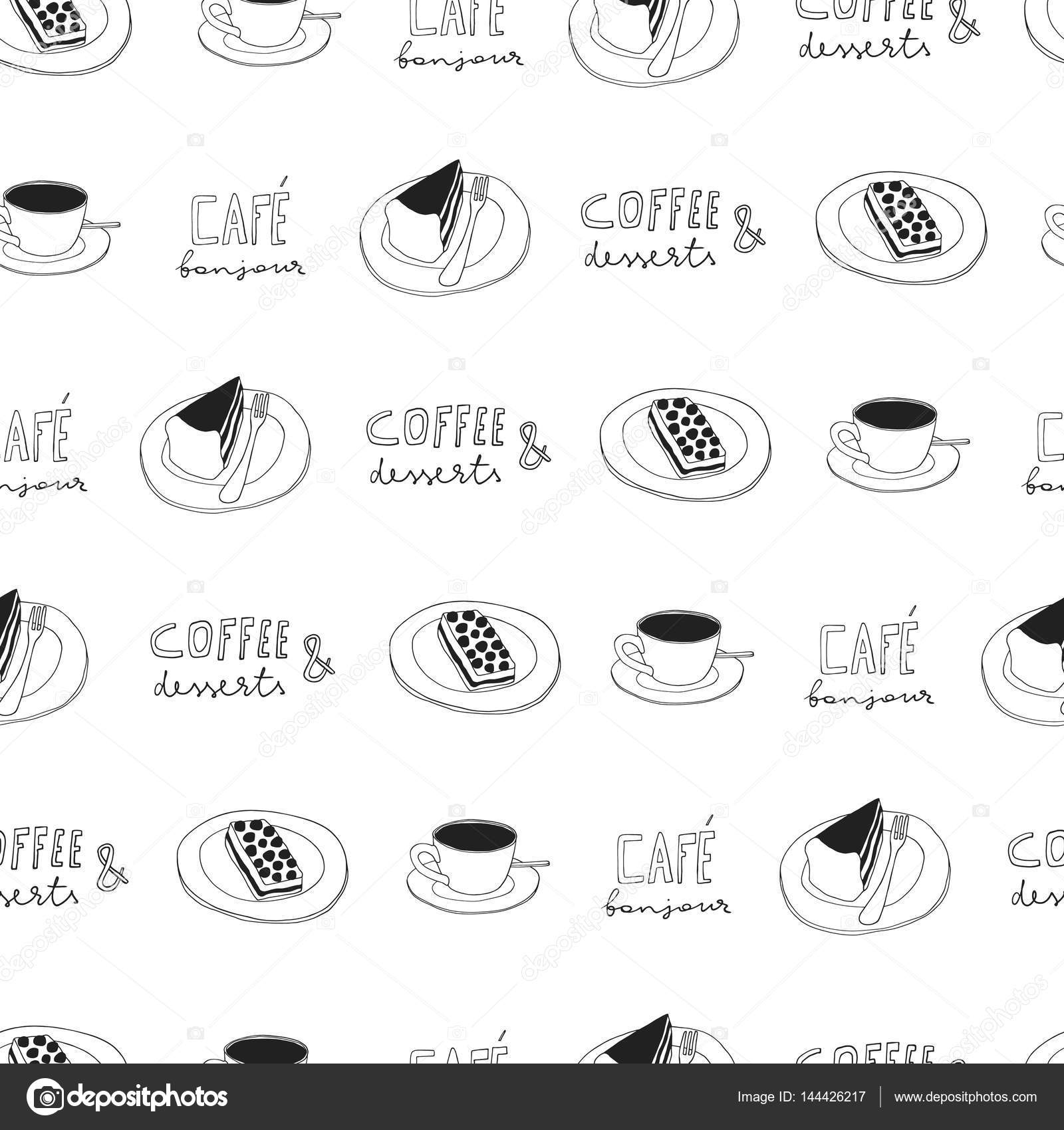 Coffee And Cakes Doodle Seamless Pattern Stock Photo C Rinohara 144426217