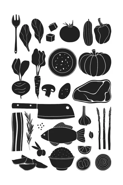 Silhueta de comida no fundo branco — Fotografia de Stock