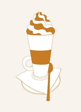 Latte cam uzun kolu kaşık ile