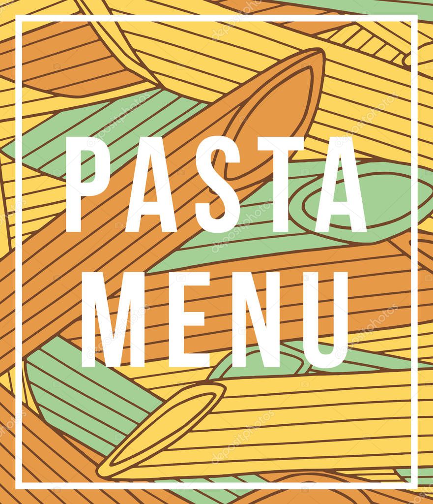 Penne background. Pasta menu vector design