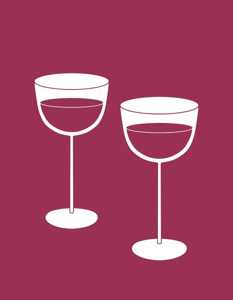 Par de copas de vino altas de dibujos animados — Vector de stock