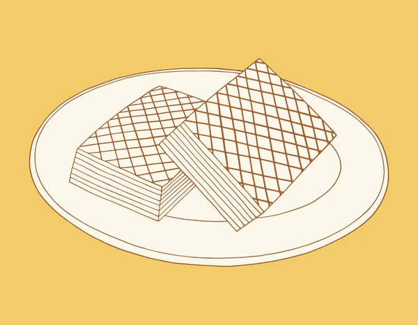 Waffle pasta plaka üzerinde iki adet