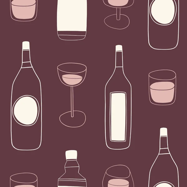 Bebidas alcohólicas patrón sin costura — Vector de stock