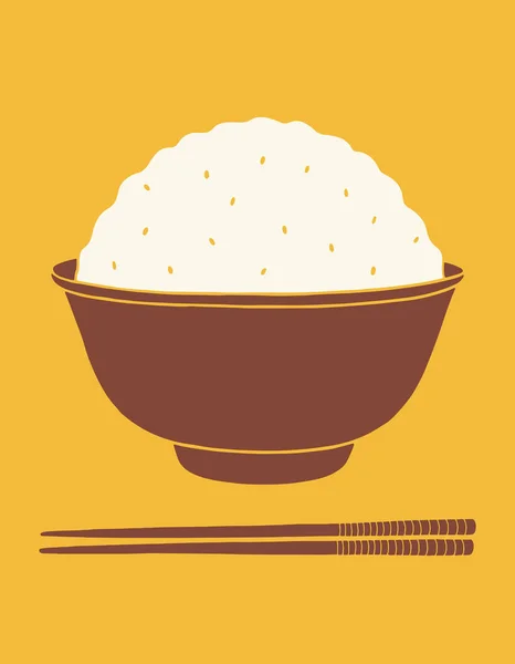 Ätpinnar och vektor ris skål — Stock vektor