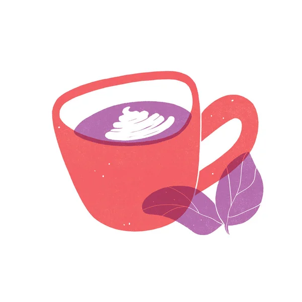 Cartoon cup of coffee with milk art — Stock Photo, Image