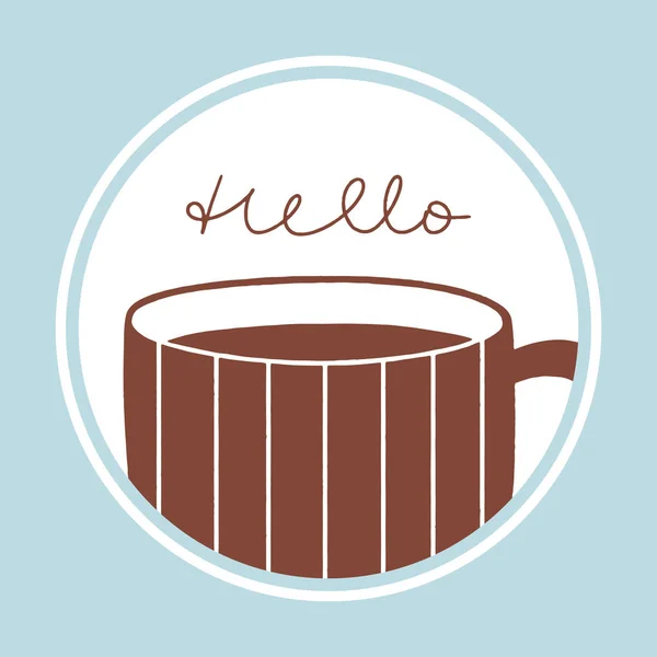 Badge rond avec tasse à café — Image vectorielle