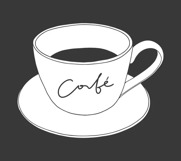 Kopje koffie en handgeschreven tekst café — Stockvector