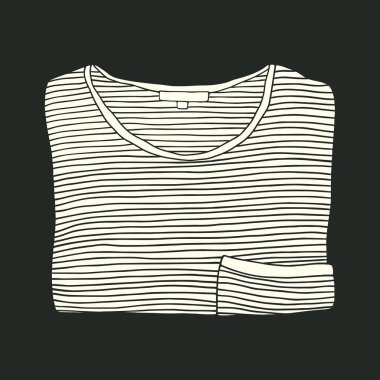 Çizgi film çizgili tişört cep katlanmış