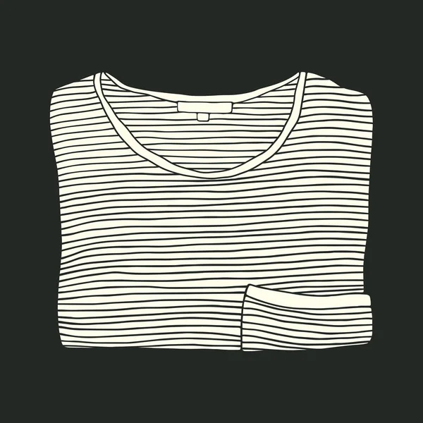 T-shirt à rayures plié dessin animé avec poche — Image vectorielle