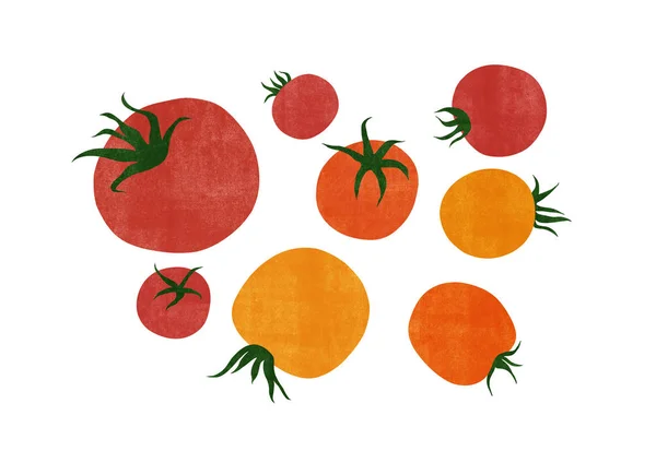 Zestaw ręcznie rysowane pomidory na białym tle — Zdjęcie stockowe