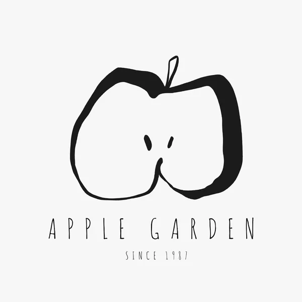 Ručně tažené apple logo — Stockový vektor