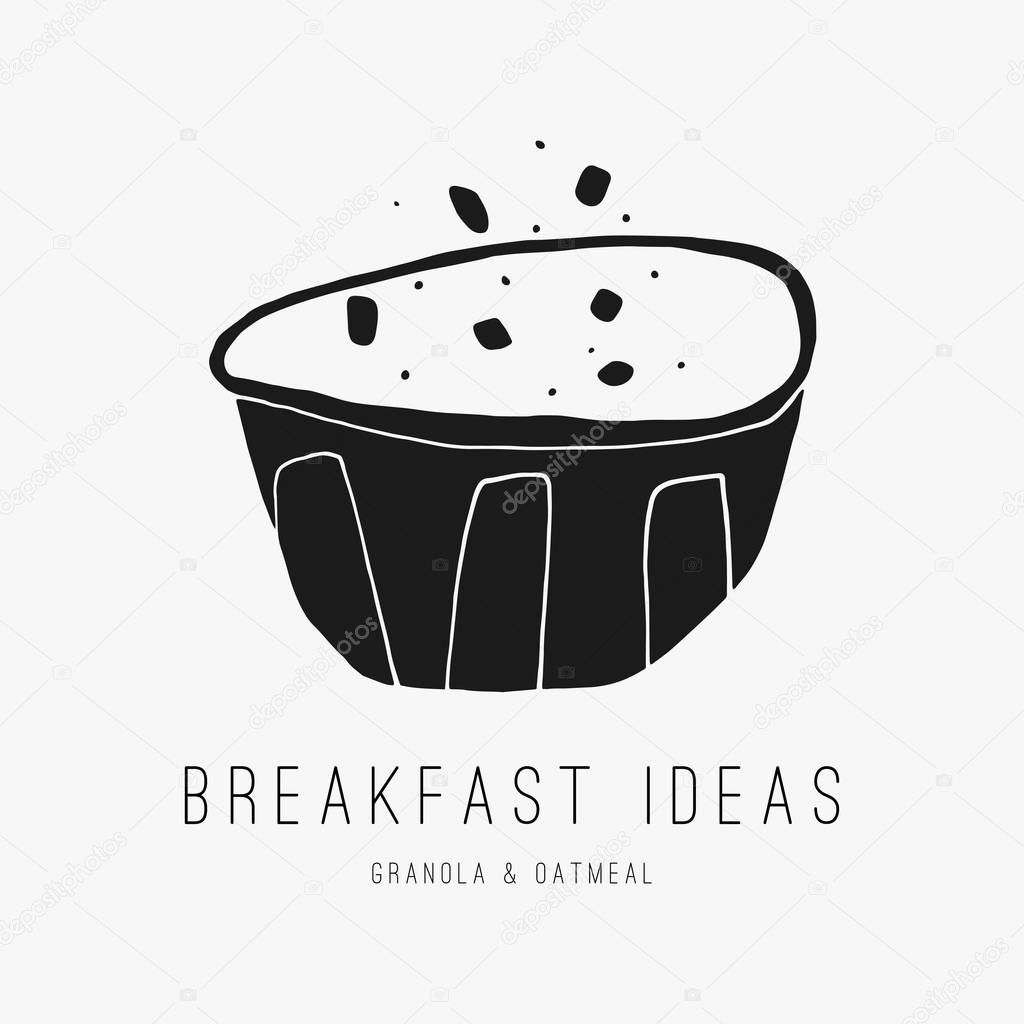 Granola illustration on the white background. Food logo