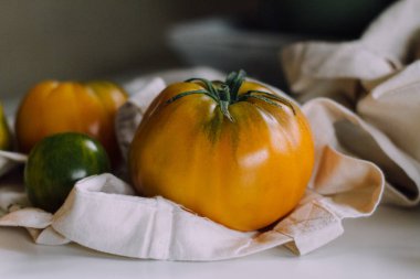 Masada tote çanta alışveriş eko ile sarı domates