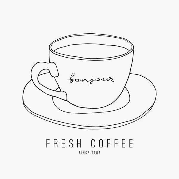 El çekilmiş kahve vektör Hat sanatı fincan saf 