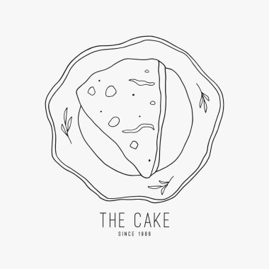 Dilim pasta plaka Hat sanatı üzerinde doodle