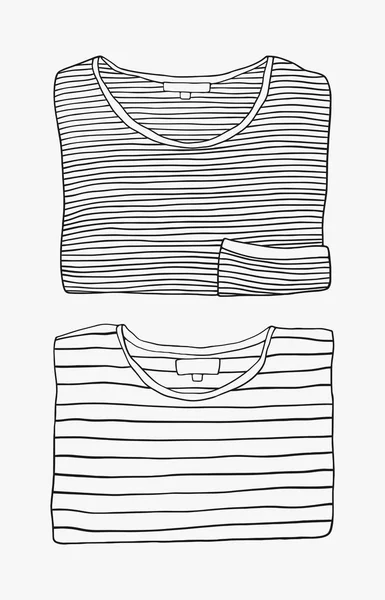 Deux t-shirts à rayures pliés dessin animé — Image vectorielle