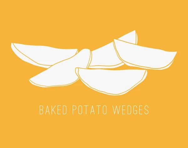 Hand Drawn Baked Potato Wedges Home Made Food Illustration — Stock Vector