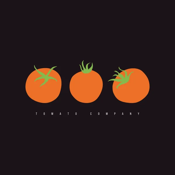 Färg Tomat Logotypdesign Hand Dras Platt Vektorillustration — Stock vektor