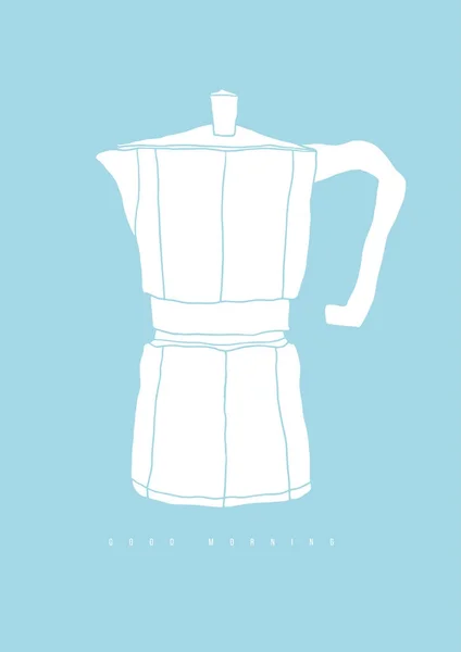 Cafetière Cuisinière Métallique Style Italien Illustration Contour Vectoriel — Image vectorielle