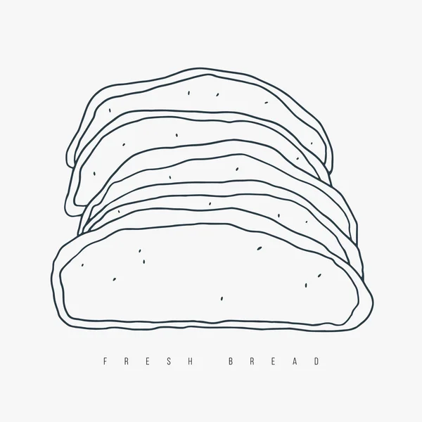 Φέτες Ψωμί Περίγραμμα Διανυσματικά Εικονογράφηση Σχεδίαση Τέχνη Αρτοποιίας — Διανυσματικό Αρχείο