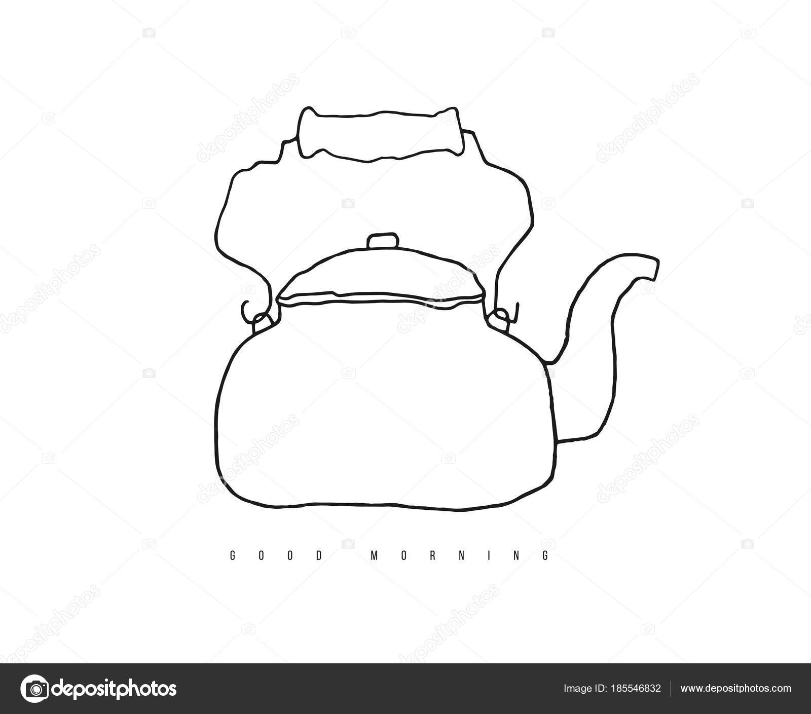 Hand Drawn Doodle Stove Top Kettle Contour Vector Kitchen Line Stock Photo Hand Drawn Doodle Stove Top Kettle Contour Vector Kitchen Line Stock Photo