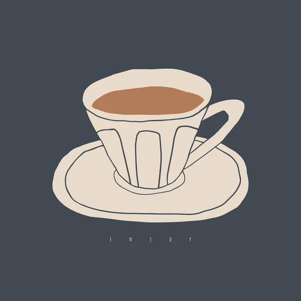 Tasse Kaffee Handgezeichnete Illustration Doodle Café Logo Design — Stockvektor