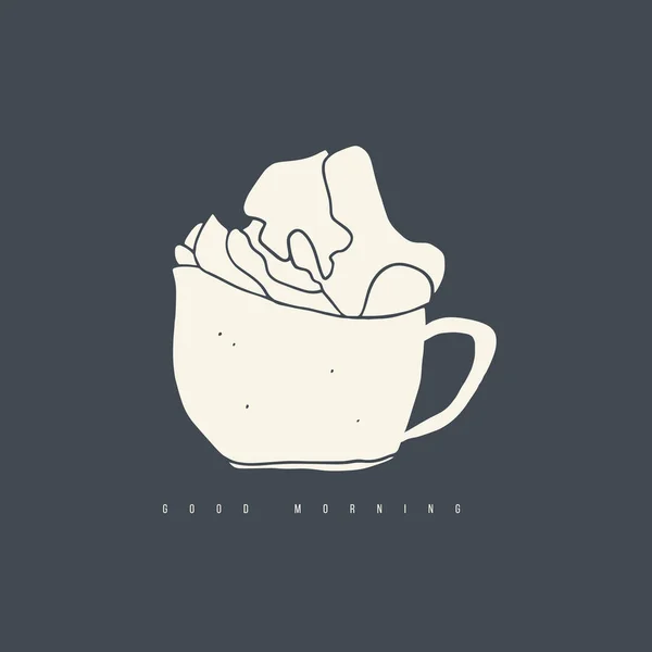 Doodle Xícara Café Com Chantilly Logotipo Café Desenhado Mão —  Vetores de Stock