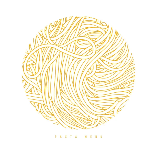 Yuvarlak pasta tasarım. Çizilmiş vektör spagetti el