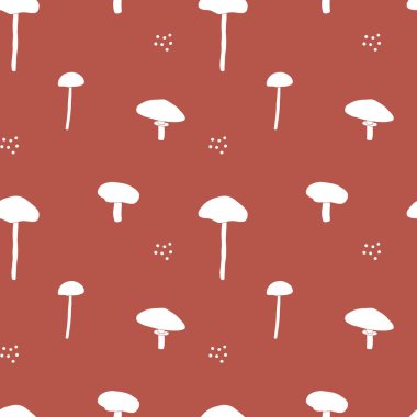  Mantarsız mantar deseni. Vektör orman yüzey tasarımı. Kapak arkaplanı