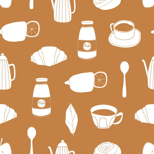 Кафе Вектор Безшовний Візерунок Тиждень Їжі Фону Дизайн Поверхні — стоковий вектор