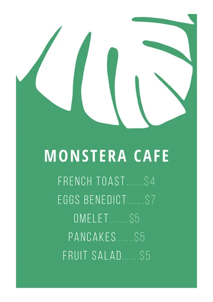 Menu Café Design Avec Élément Monstera Illustration Vectorielle Graphique — Image vectorielle